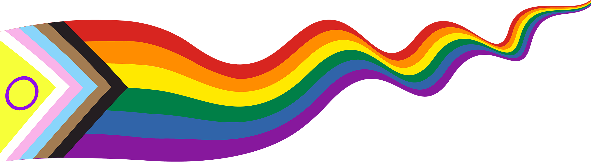 Graphic of the progressive Pride flag flowing.