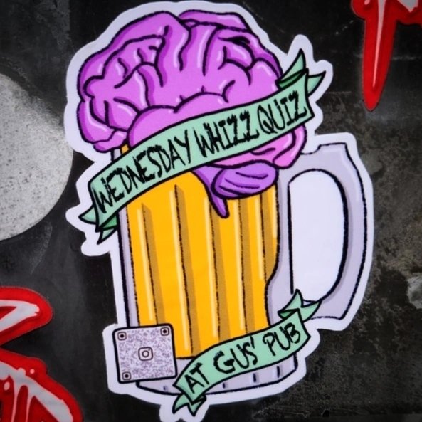 A pint of beer holding a brain.