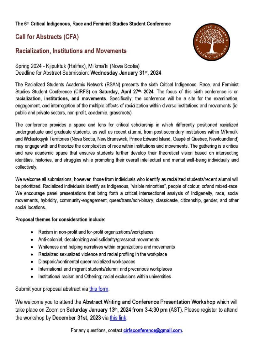 This is an call for abstract for CIRFS conferece