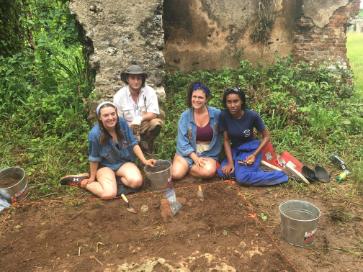 Students Lauren, Mackenzie and Cuban student Lili hard at work.