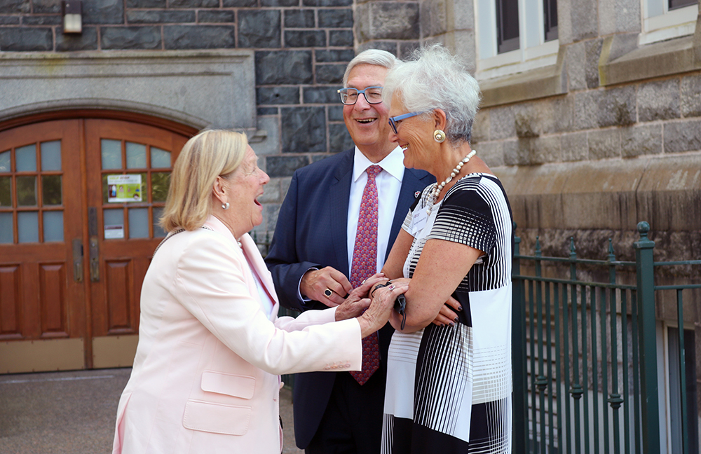 The Honourable Margaret Norrie McCain, Scott’s mother, chatting with the Honourable Myra Freeman and Board Chair Larry Freeman