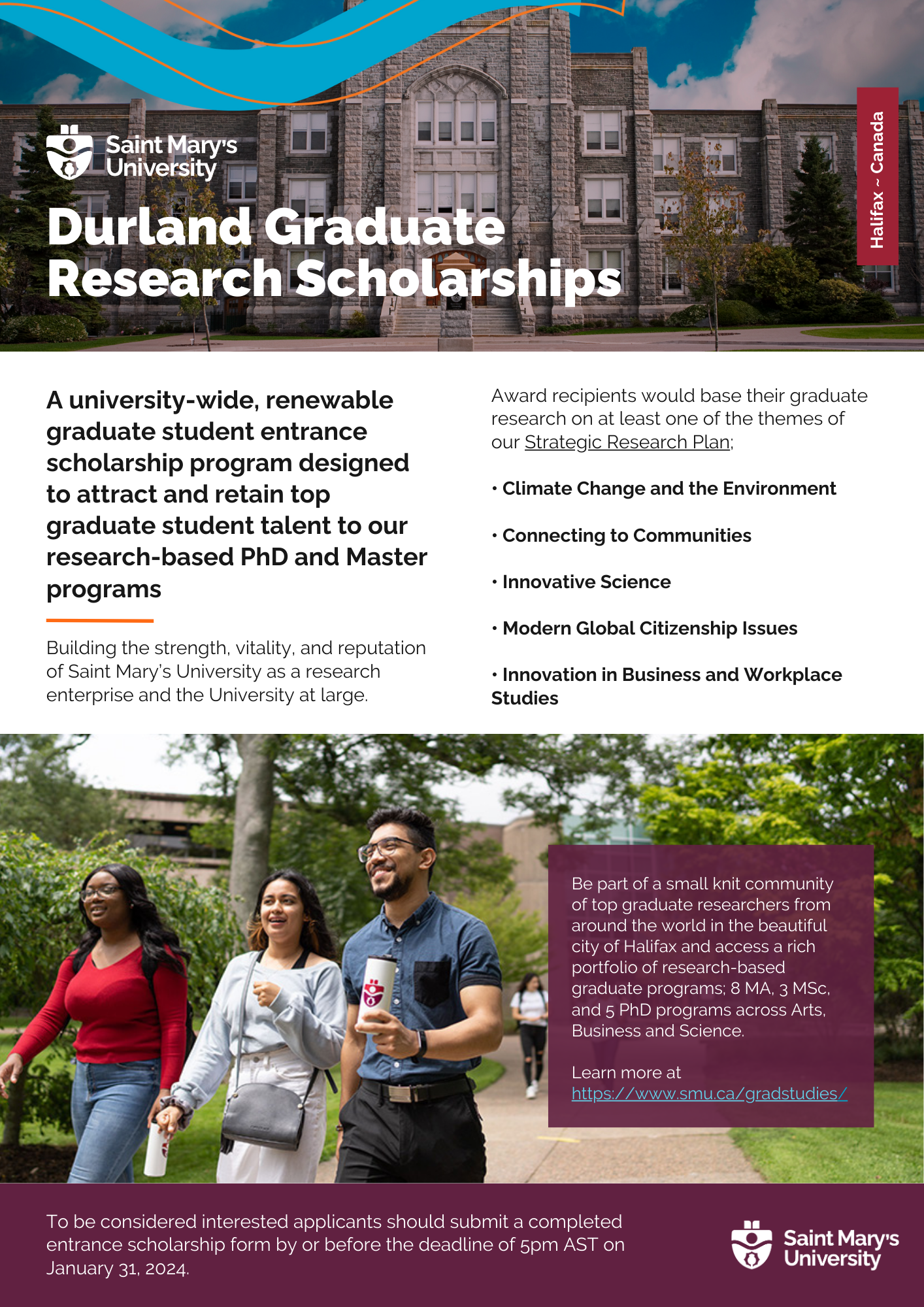 poster describing Durland scholarship, additional information is on the page