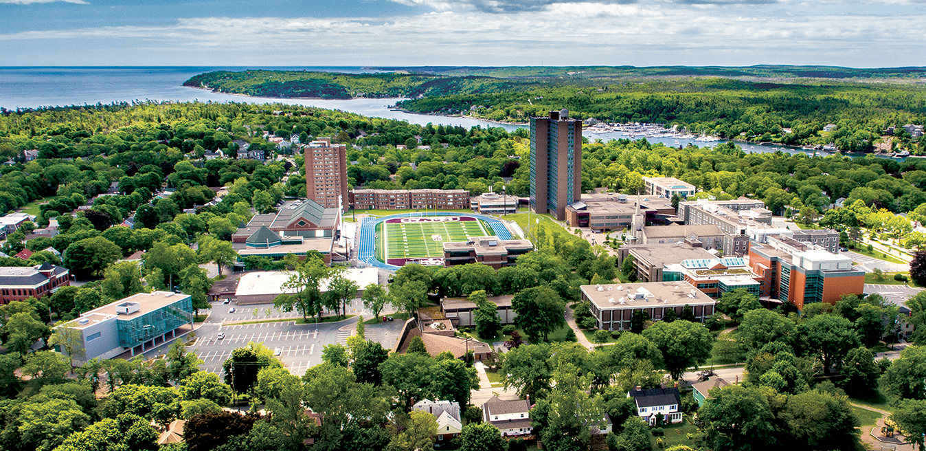 An aerial shot of the SMU campus