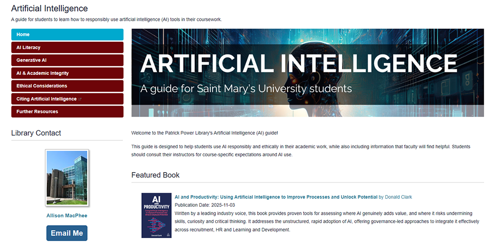 A screenshot of the AI page on the Patrick Power Library site.