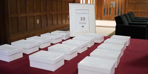 Award cards out on a table