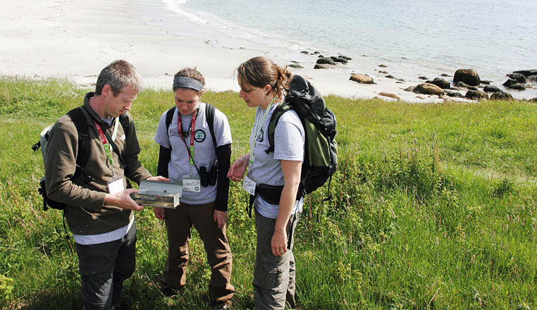 
Students working on the coast